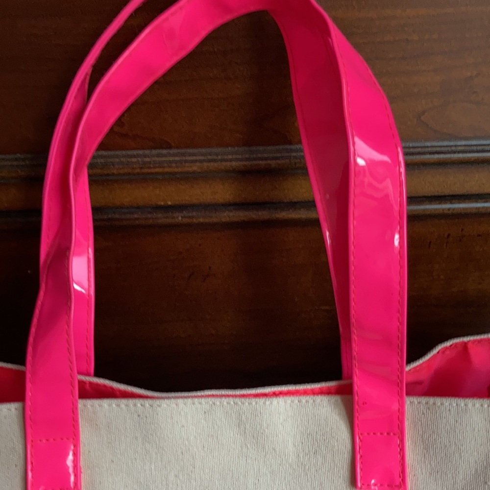 5 For $50🔥  Juicy Couture Pink & Cream Roomy Tote/Beach Bag - Picture 4 of 8